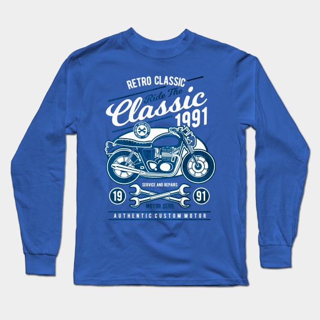 Retro Classic Motorcycle 1991 Long Sleeve T-Shirt by Tempe Gaul